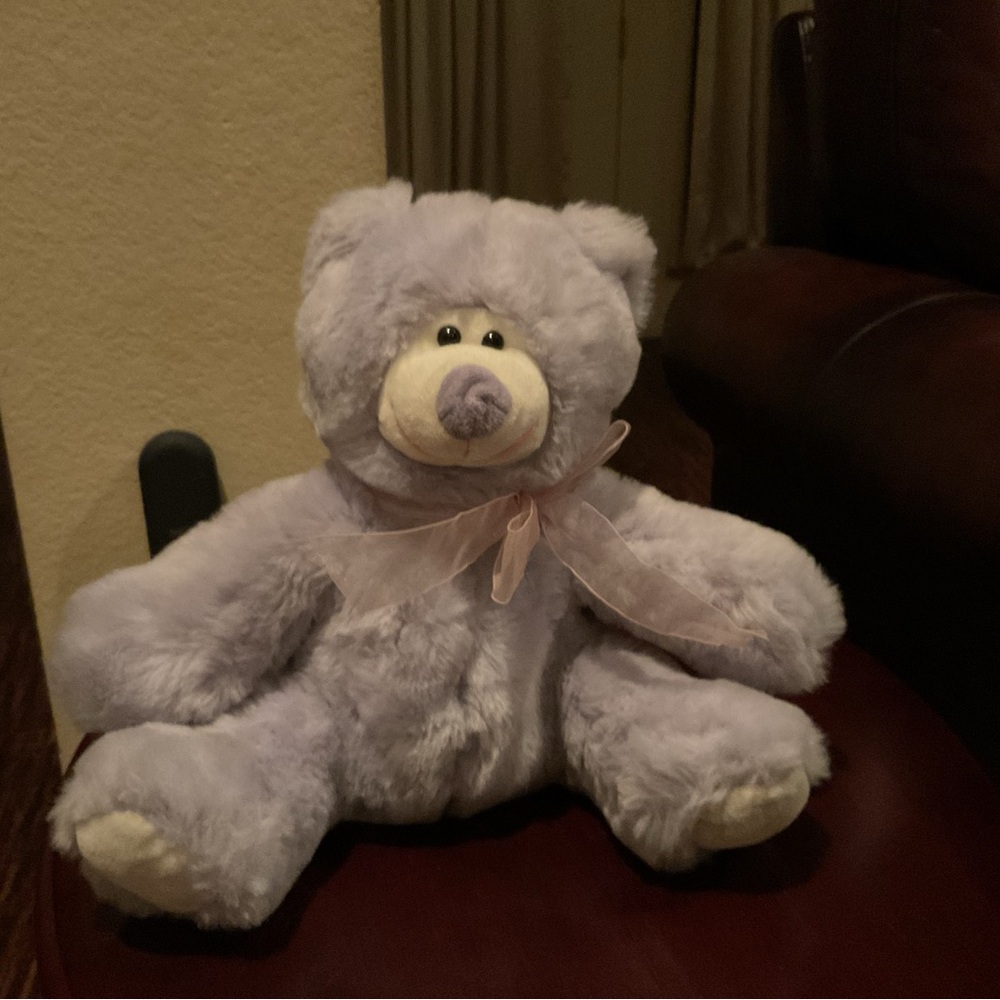 Soft Lilac Teddy Bear with Bow